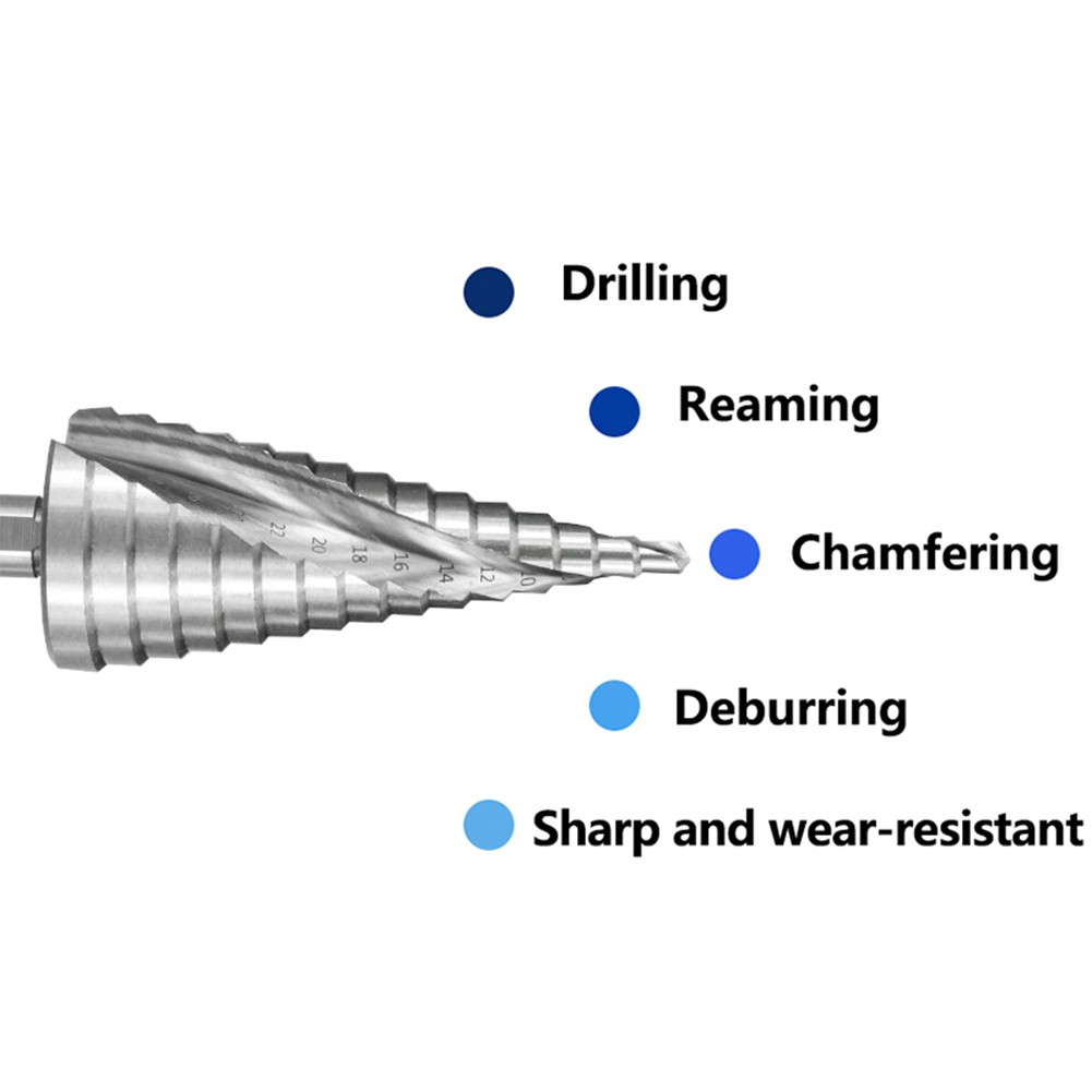 4-32mm HSS Step Cone Drill Bit Spiral Groove Hole Cutter For Wood Metal Drilling Triangle Handle Step Drill Bit Power Tool