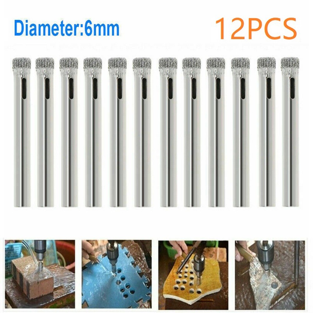 12pcs 6mm Diamond Drill Core Bit Connection Porcelain Tile Drill Bits Marble Stone Masonry Hole Saw