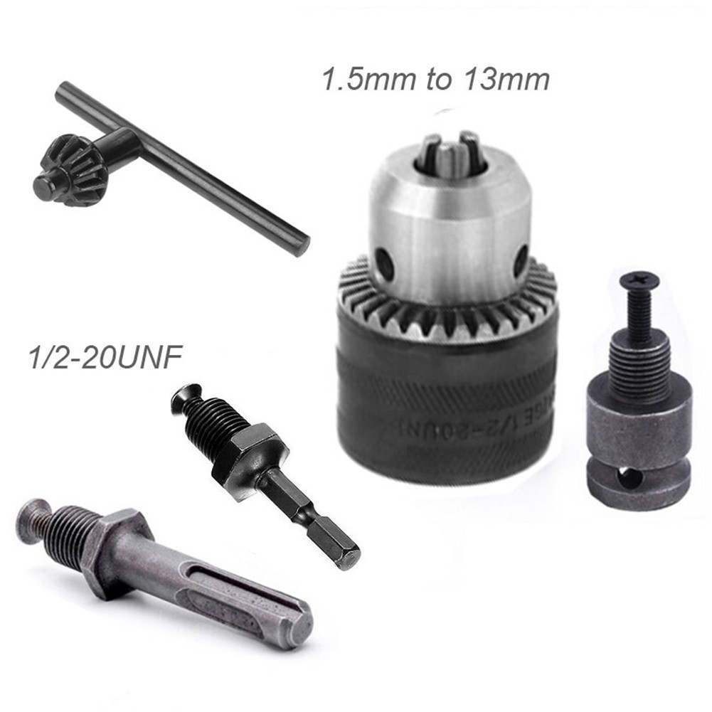 Mini Electric Drill Chuck 1.5-13mm Mount B10 Taper With Connector Motor Rod Hex Shank Shaft Wrench Power Tool