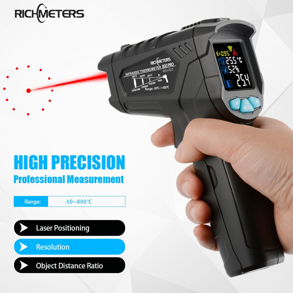 Infrared Thermometer No Contact Industry Digital Thermometer -50~800C Aquarium Laser Infrared Heat Gun