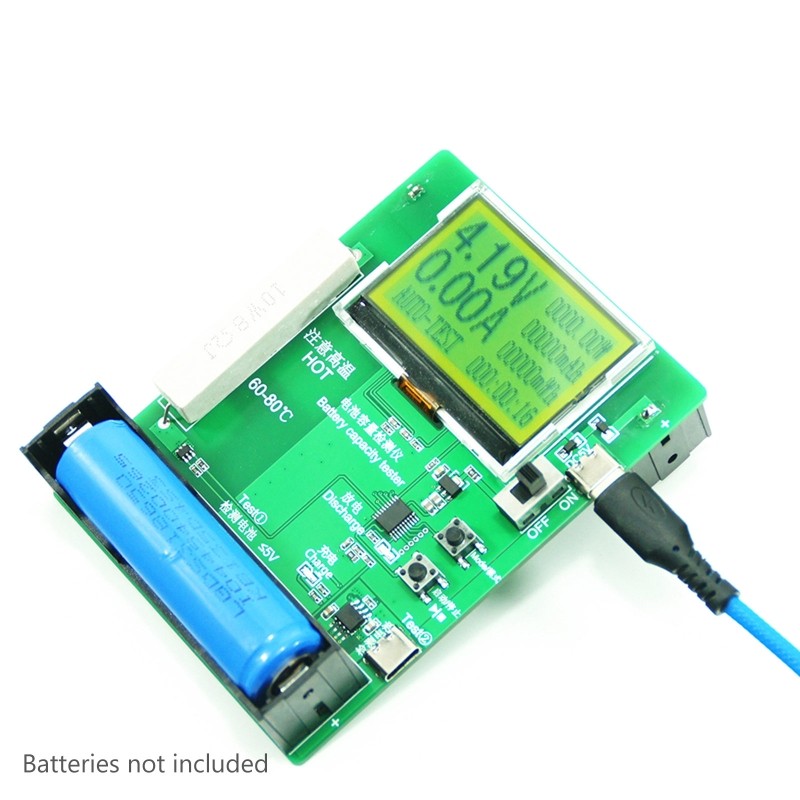 18650 LCD Display Battery Capacity Tester Battery Power Detector Module With Charging Function Type-C Port