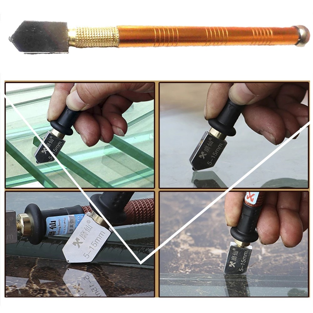 Diamond Glass Cutter Professional Portable Wheel Blade Antislip Metal Handle 175mm DIY Tile Mirror Craft Cutting Hand Tools