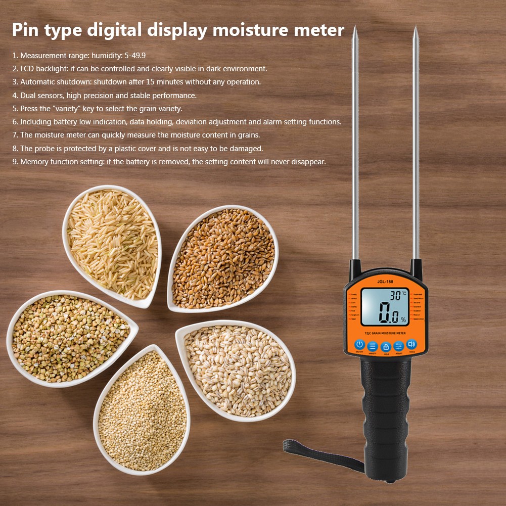 High sensitivity double sensor probe moisture peanut LCD display tester professional digital grain hygrometer