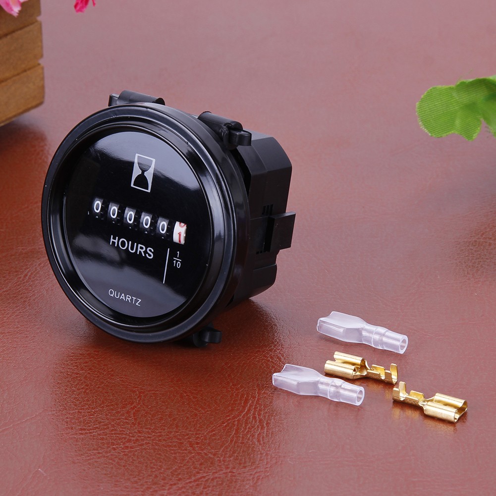 12V 24V 36V Hour Meter for Marine Boat Engine 2" Round Gauge Waterproof Moto Car Trucks Mechanical Hour Meter Counter Timer