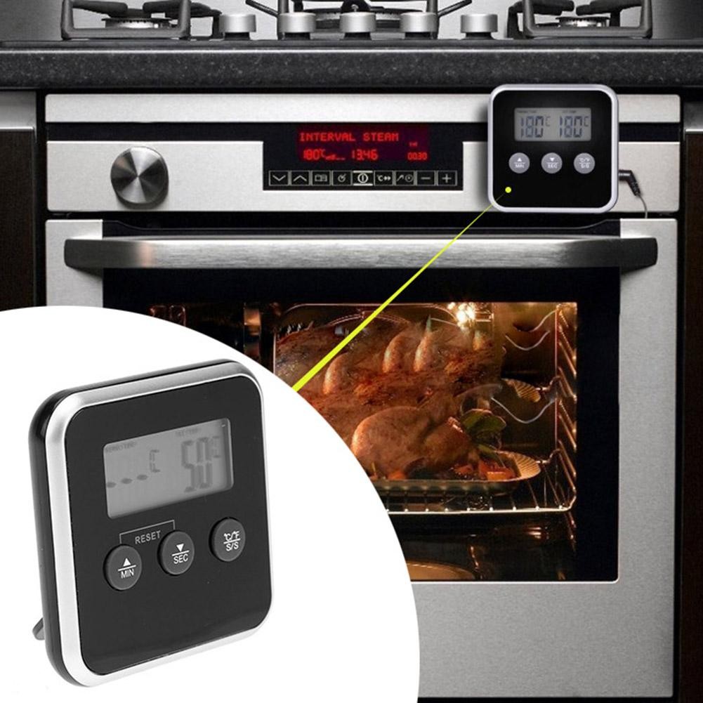 Digital BBQ Cooking Thermometer Electronic LCD Food Thermometer BBQ Temperature Probe Alarm Cooking Timer