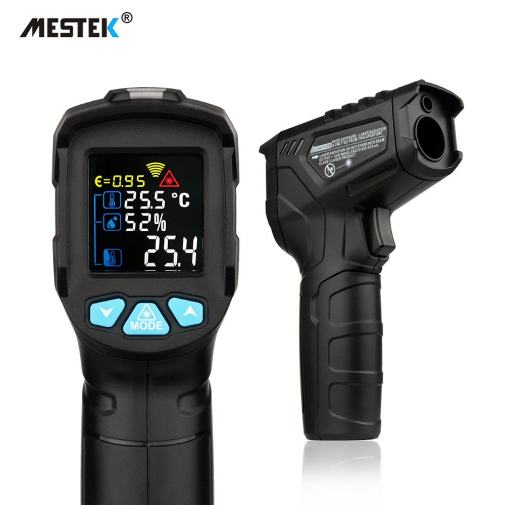 Mestek IR01 Series Digital Infrared Thermometer -50~380/550/800 Degree Non Contact Thermometer Gun Thermometer with Color Display