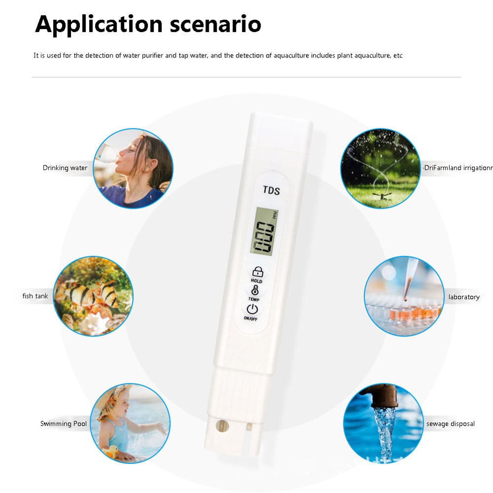 Portable Water TDS Meter Pen EC Conductivity Tester Water Quality Monitoring for Fertilizer Drinking Water Concentration