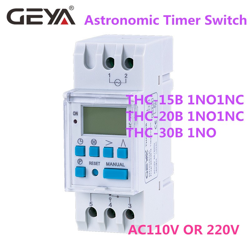 GEYA-مؤقت فلكي THC ، مفتاح LCD ، 16A ، 20A ، 30A ، 110V ، 220V