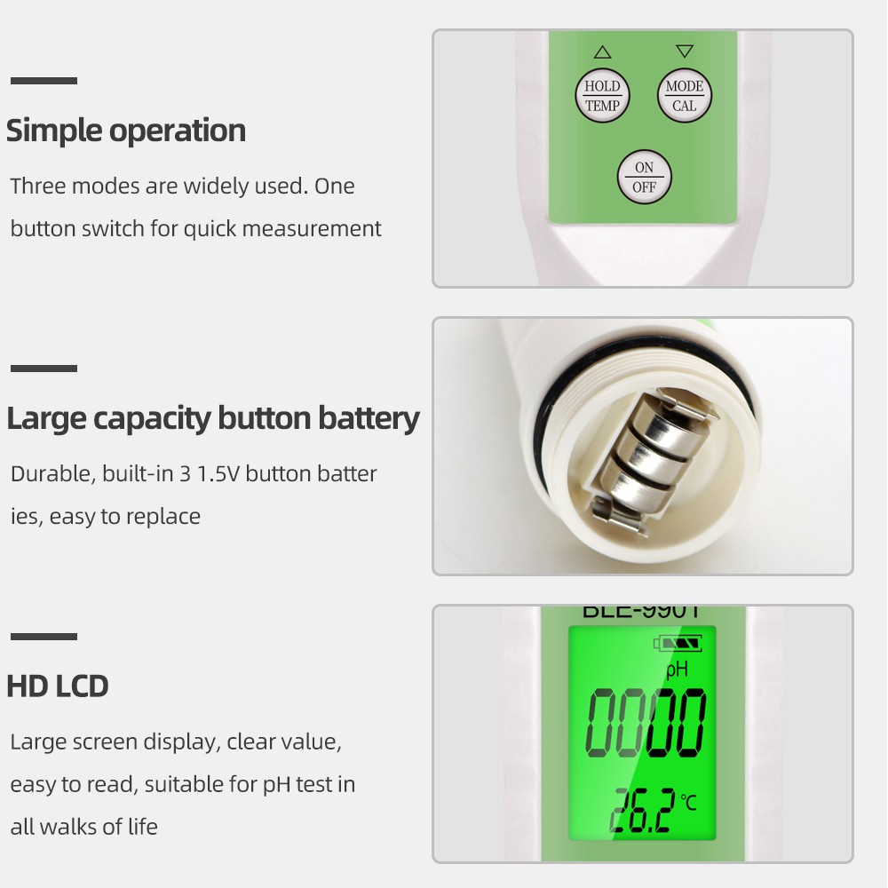 Blue Teeth 3 in 1 TDS Temperature PH Meter Digital Water Quality Tester Smart Online Monitor APP Control for Aquariums Swimming Pool