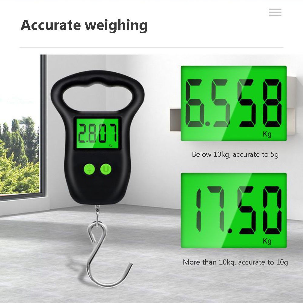 Portable 50kg Hanging Scale with Backlight Electronic Fishing Weights Pocket Digital Fishing Scales Luggage Kitchen Weight