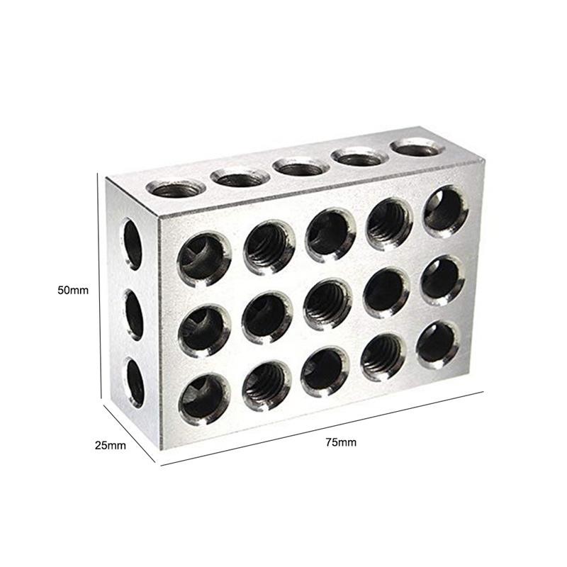 2pcs 23 Holes Precision Gauge Blocks 25-50-75mm Steel Parallel Clamping Block 1-2-3 Inch Metal Gauge Block Measuring Tool