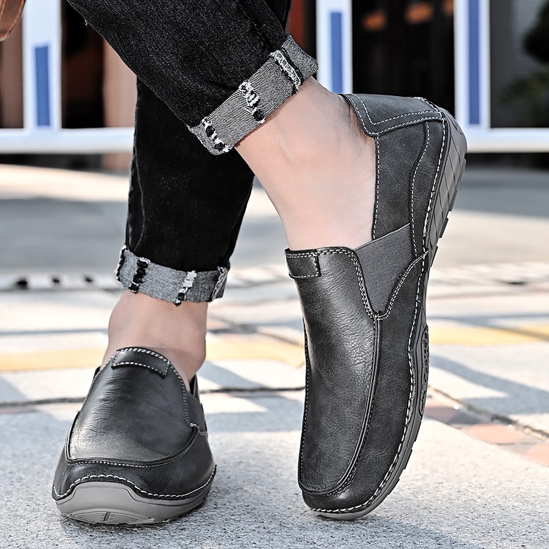 2021 Genuine Leather Shoes Casual Sneakers Men Shoes Comfortable Driving Quality Leather Shoes Men Shoes Spring Autumn Hot Sale