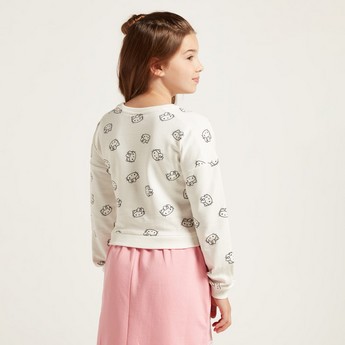 Sanrio All-Over Hello Kitty Print Sweatshirt with Long Sleeves