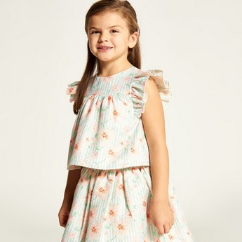 Juniors Floral Print Top and Skirt Set