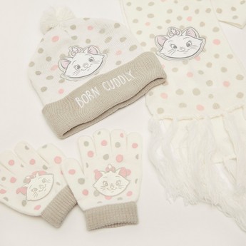 Disney Marie Embroidered 3-Piece Cap with Gloves and Scarf