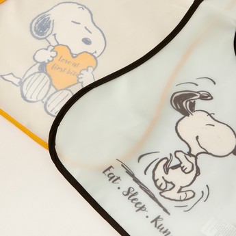 Disney Snoopy Print Bib with Snap Button Closure - Set of 2