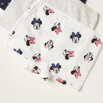 Minnie Mouse Print Boxers with Bow Applique Detail - Set of 3