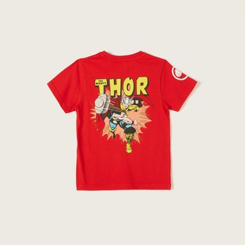 Thor Print Crew Neck T-shirt with Short Sleeves