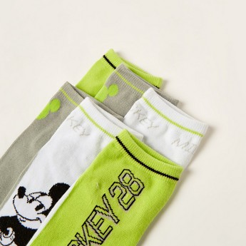 Disney Mickey Mouse Print Ankle Length Socks - Set of 3