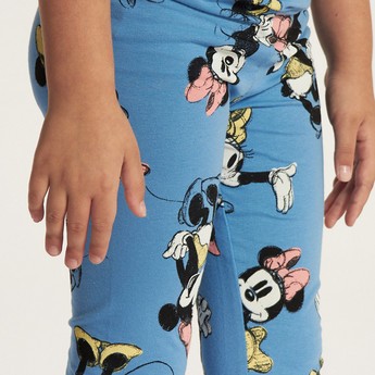 Disney Minnie Mouse Print Leggings with Elasticised Waistband