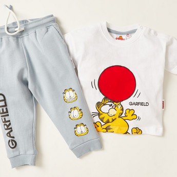 Garfield Print Crew Neck T-shirt and Joggers Set