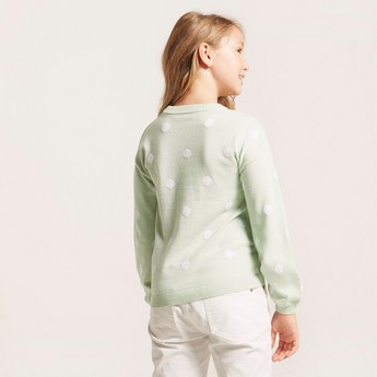 Snoopy Print Pullover with Sequin Detail and Long Sleeves