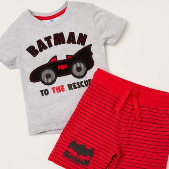 Batman Print T-shirt and Shorts Set