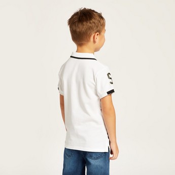 Snoopy Print Polo T-shirt with Short Sleeves