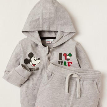 Disney Mickey Mouse Print Hooded Jacket and Jogger Set