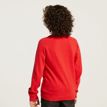 Mickey Mouse Embroidered Sweatshirt with Round Neck and Long Sleeves