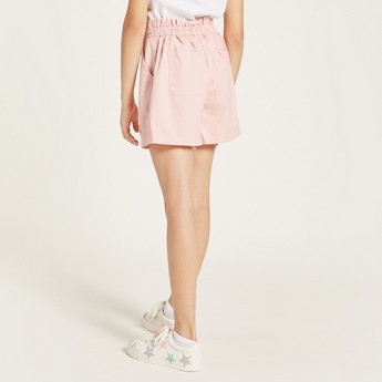 Sanrio Solid Shorts with Tie-Up Waistbelt and Pockets