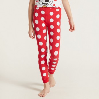 Disney Minnie Mouse Print T-shirt and All-Over Printed Pyjamas Set