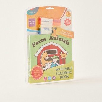 Juniors Farm Animals Washable Colouring Book and Markers Set