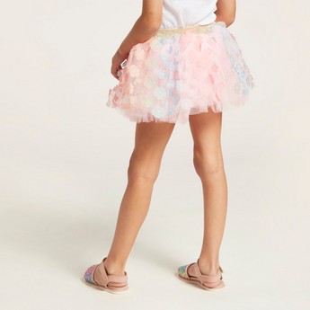 Charmz Floral Applique Tutu Skirt with Elasticated Waistband