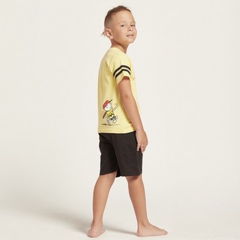 Snoopy Graphic Print T-shirt with Shorts Set