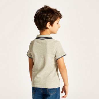 Juniors Textured Polo T-shirt with Short Sleeves