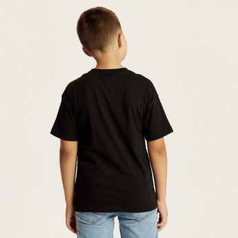 Juniors Printed Crew Neck T-shirt with Short Sleeves