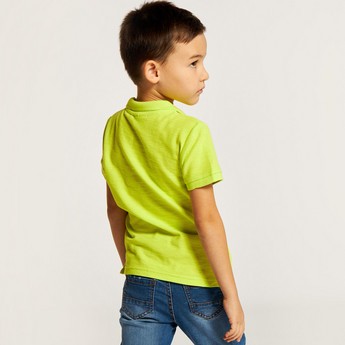 Juniors Solid Polo T-shirt with Short Sleeves and Button Closure