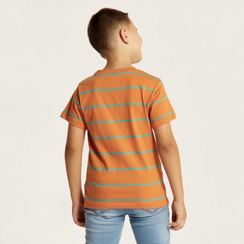 Juniors Striped Crew Neck T-shirt with Short Sleeves