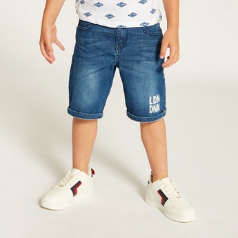 Lee Cooper Printed Crew Neck T-shirt and Denim Shorts Set