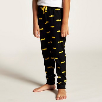 Batman Print T-shirt and Full Length Printed Pyjama Set