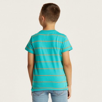 Juniors Striped Crew Neck T-shirt with Short Sleeves