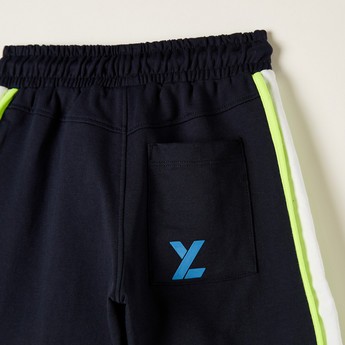 XYZ Printed Shorts with Drawstring Closure and Pocket