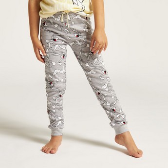 Looney Tunes Print Crew Neck T-shirt and Pyjama Set