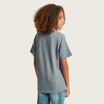 Eligo All-Over Print T-shirt with Round Neck and Pocket