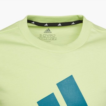 adidas Logo Print Crew Neck T-shirt with Short Sleeves