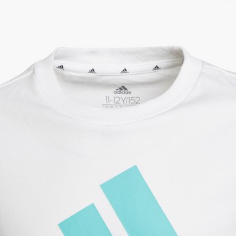 adidas Logo Print Crew Neck T-shirt with Short Sleeves