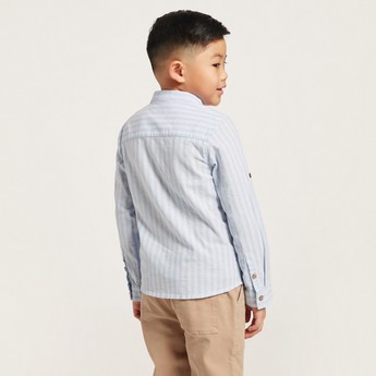 Striped Collared Shirt with Long Sleeves