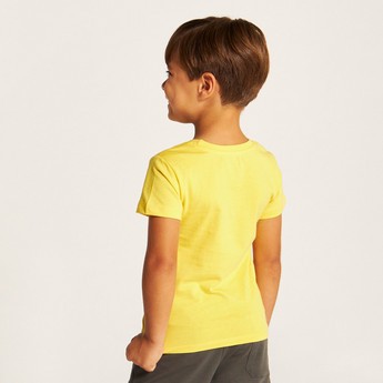 Juniors Printed Round Neck T-shirt with Short Sleeves