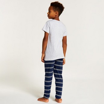 Juniors Printed Crew Neck T-shirt and Pyjama Set